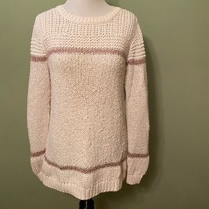 Sweater - color: cream, size: large, medium weight